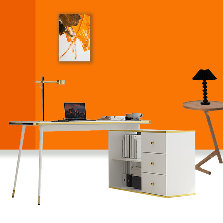 Latitude Run® Gold Edge Corner LShaped Office Desk Wayfair Canada